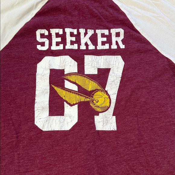 Harry Potter Gryffindor Shirt Youth Red White Raglan Seeker 07 Long Sleeve - Picture 7 of 7